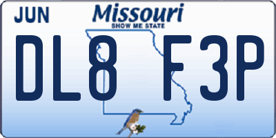 MO license plate DL8F3P