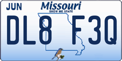 MO license plate DL8F3Q