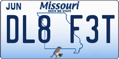 MO license plate DL8F3T