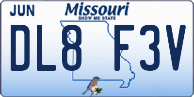 MO license plate DL8F3V