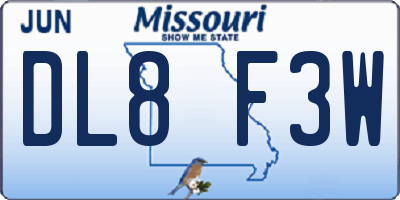 MO license plate DL8F3W