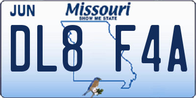 MO license plate DL8F4A