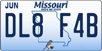 MO license plate DL8F4B