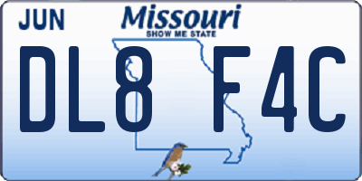 MO license plate DL8F4C