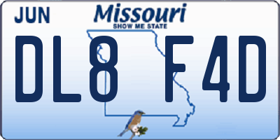 MO license plate DL8F4D