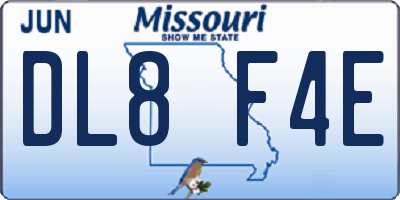 MO license plate DL8F4E