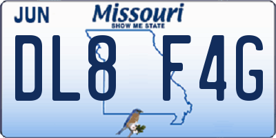 MO license plate DL8F4G