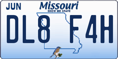 MO license plate DL8F4H