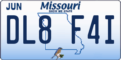 MO license plate DL8F4I