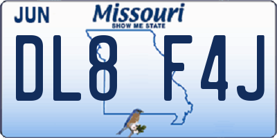 MO license plate DL8F4J