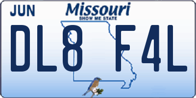 MO license plate DL8F4L