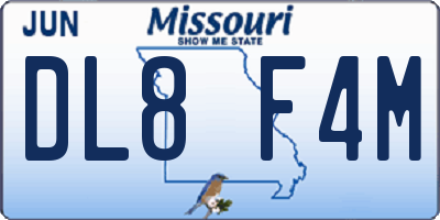 MO license plate DL8F4M