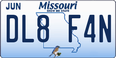 MO license plate DL8F4N