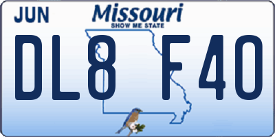 MO license plate DL8F4O