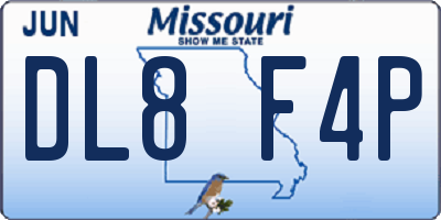 MO license plate DL8F4P