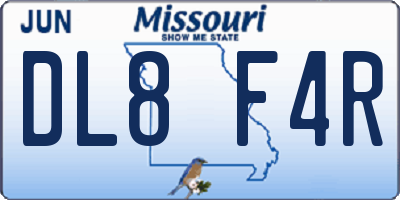 MO license plate DL8F4R