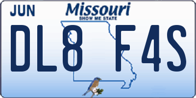 MO license plate DL8F4S