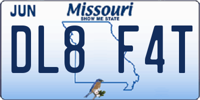 MO license plate DL8F4T