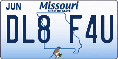 MO license plate DL8F4U