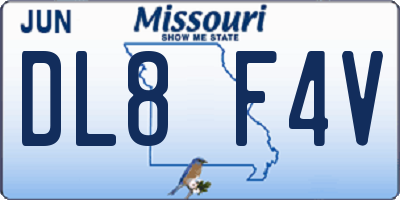 MO license plate DL8F4V