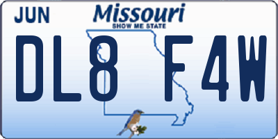 MO license plate DL8F4W