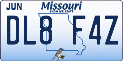 MO license plate DL8F4Z