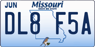 MO license plate DL8F5A