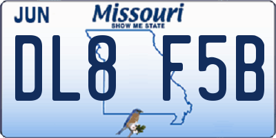 MO license plate DL8F5B