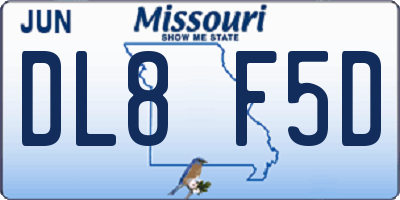 MO license plate DL8F5D