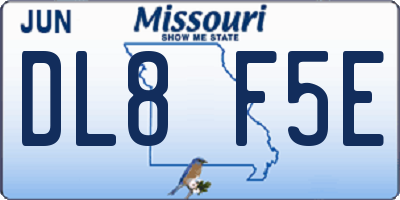 MO license plate DL8F5E