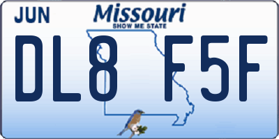 MO license plate DL8F5F
