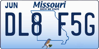 MO license plate DL8F5G