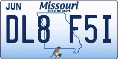 MO license plate DL8F5I