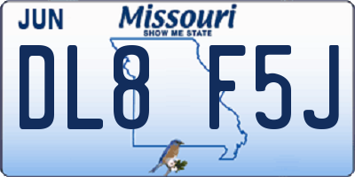 MO license plate DL8F5J