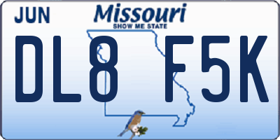 MO license plate DL8F5K