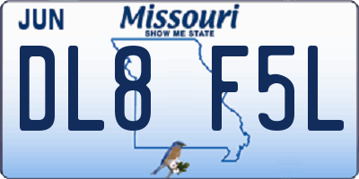 MO license plate DL8F5L