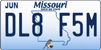 MO license plate DL8F5M