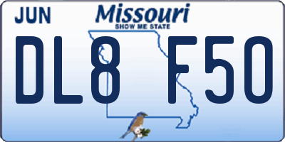 MO license plate DL8F5O