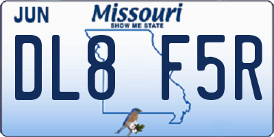 MO license plate DL8F5R