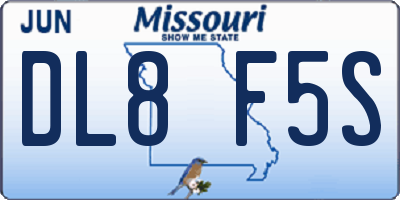 MO license plate DL8F5S