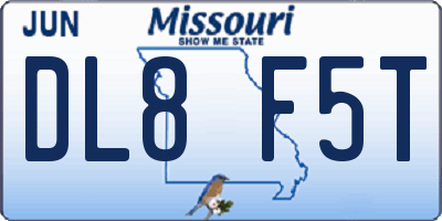 MO license plate DL8F5T