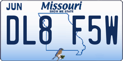 MO license plate DL8F5W