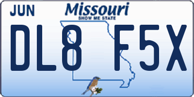 MO license plate DL8F5X