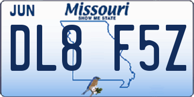 MO license plate DL8F5Z