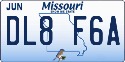 MO license plate DL8F6A