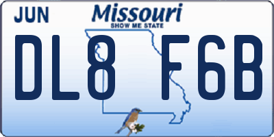 MO license plate DL8F6B