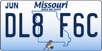 MO license plate DL8F6C