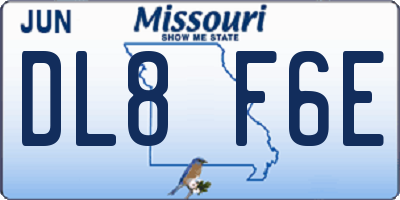 MO license plate DL8F6E