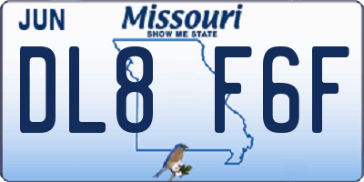 MO license plate DL8F6F