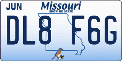 MO license plate DL8F6G